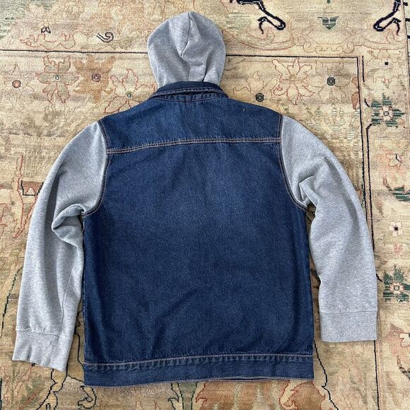 Big Boys Jean Jacket Jersey Sleeves Sz X Large Denim Trucker - Picture 4 of 6